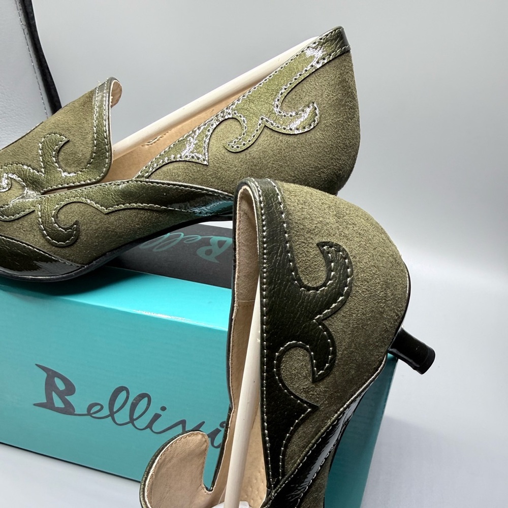 Bellini “Bengal” Green Micro Patent & Suede Heels – Size 8 - Picture 3 of 6